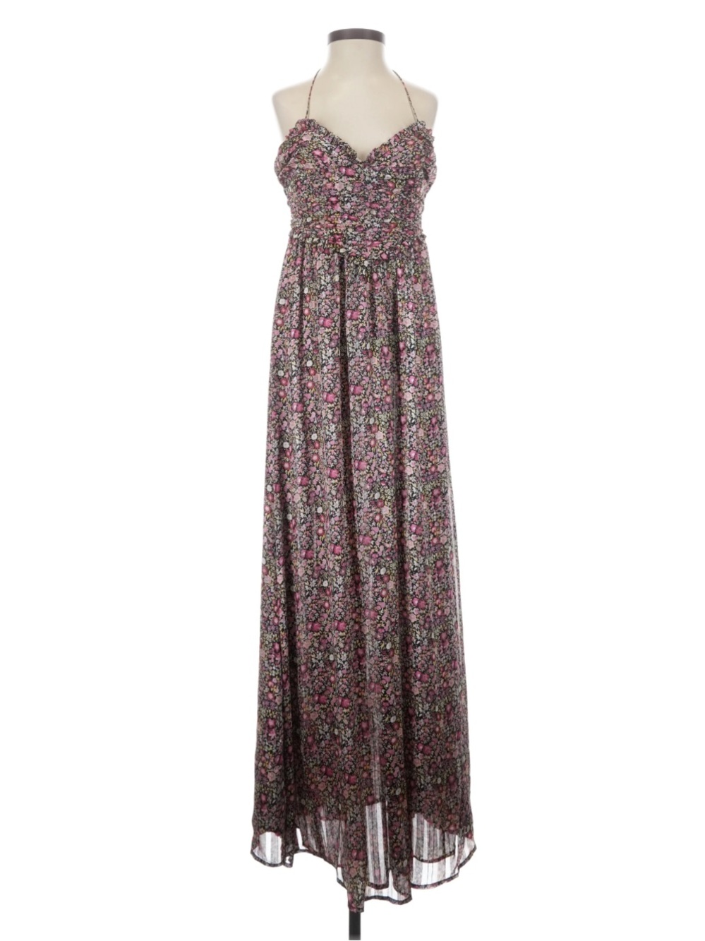 For Love & Lemons Mauve Floral Maxi Dress with Smocked Bodice - Picture 6 of 7